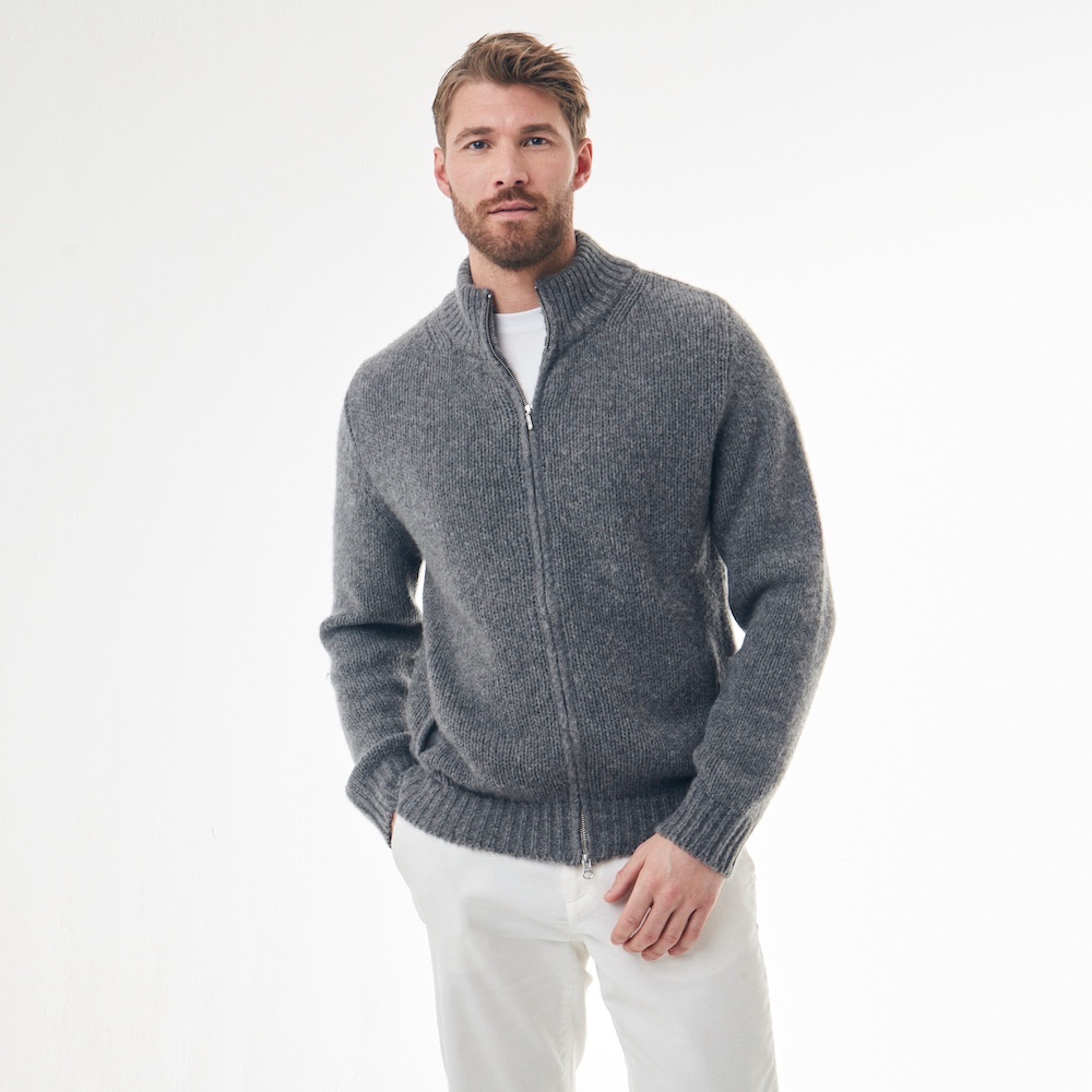 BOYA-TOTO brushed cashmere zipper cardigan