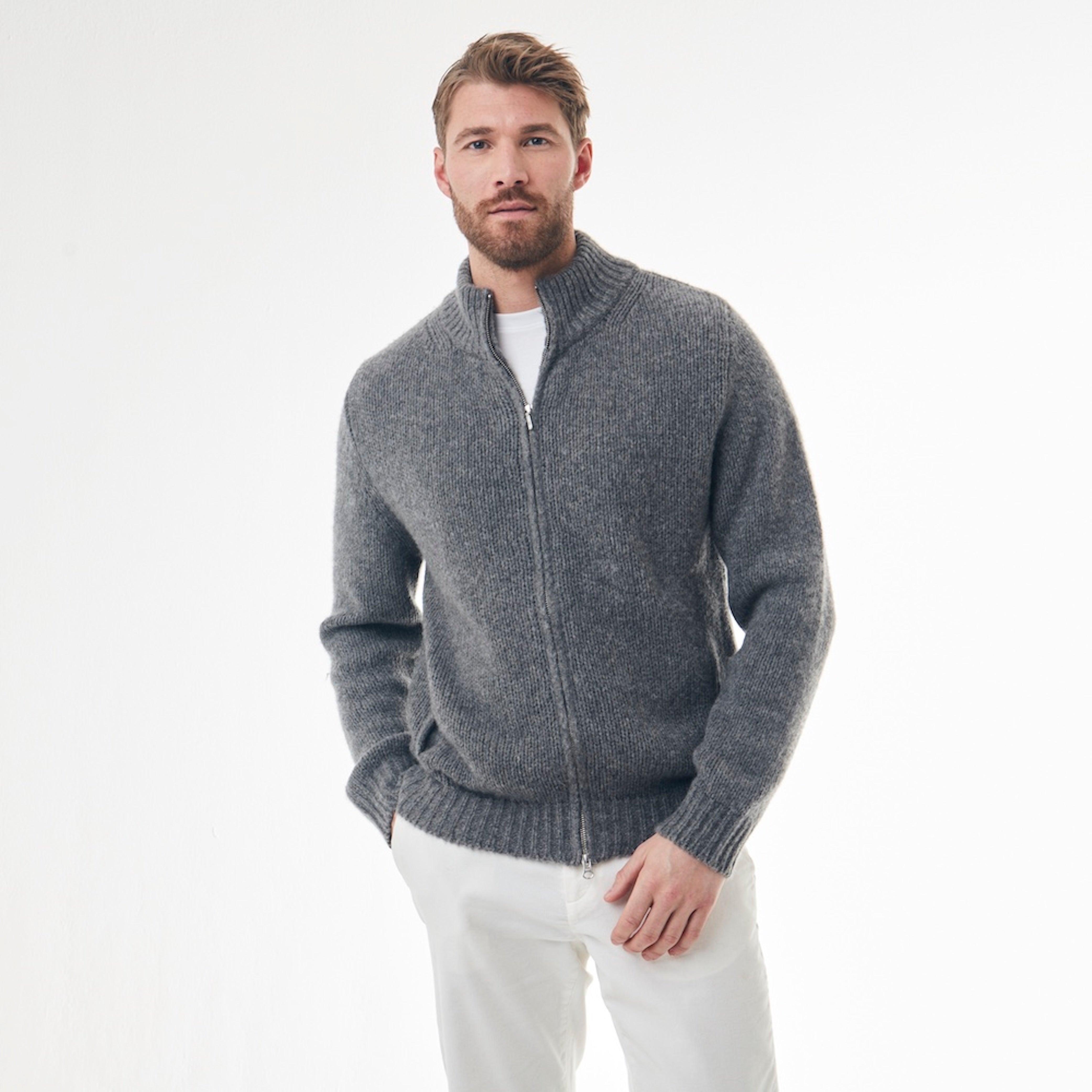 BOYA-TOTO brushed cashmere zipper cardigan